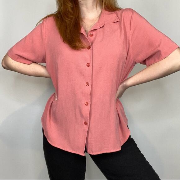 Vintage Y2K CJ Banks Plus Size 0X Red Gingham Print Button Down Tee Shirt Blouse - Picture 7 of 14